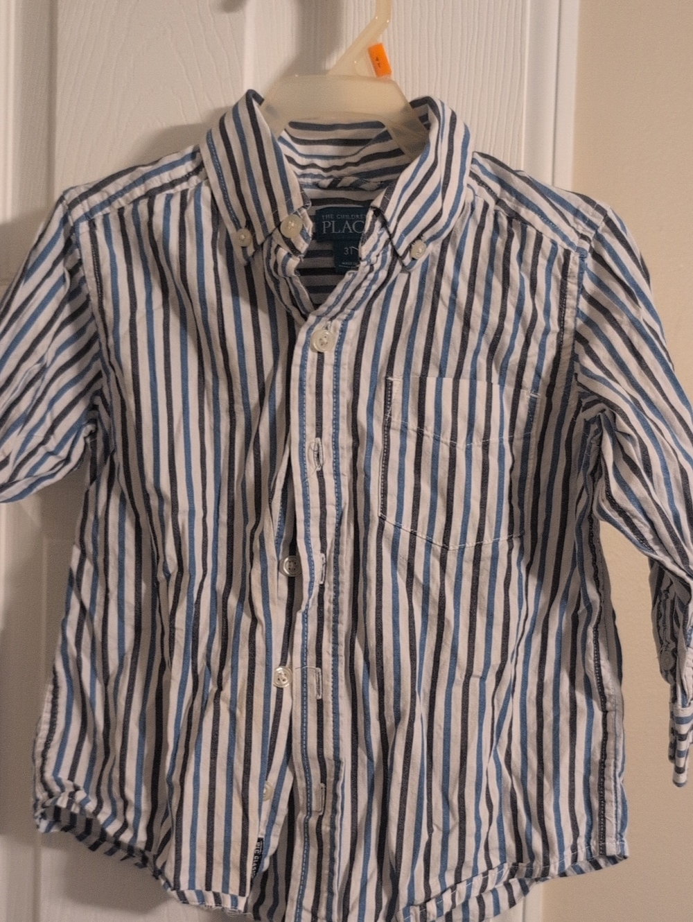 The Children's Place Navy & White Vertical Stripe Button-Down Shirt